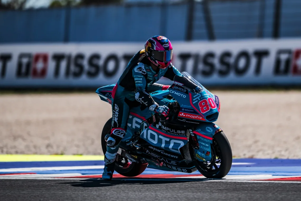 David Alonso sur la CFMOTO numéro 80 au Grand Prix de Saint-Marin 2026.