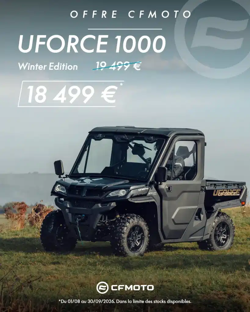 1 000 € de remise pour l'achat d'un UFORCE 1000 Winter Edition CFMOTO